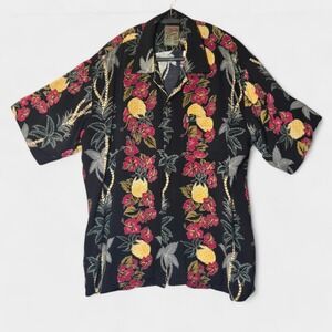 Pineapple Connection Mens Hawaiian Button Down Shirt L Tropical Vacation Resort